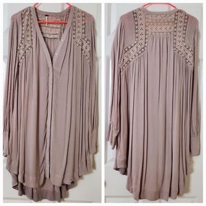 NWOT Free People Long Sleeve Flowy Shirt Dress Tunic Size S